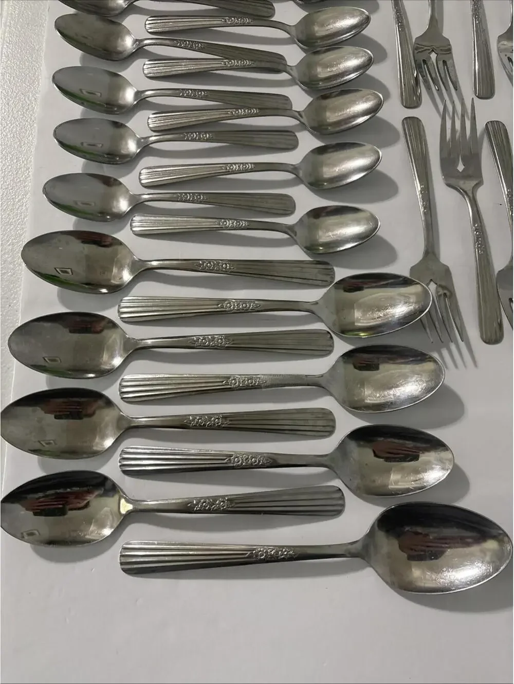Vintage Oneida Thor FLUTED ROSE Stainless Steel Flatware 31 Pc Lot Spoons Forks